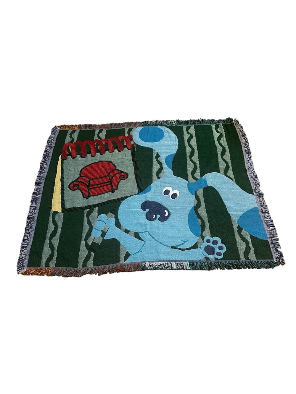 Vintage Y2K Blue’s Clues Woven Throw Blanket Mohawk USA Nickelodeon‎ Chair